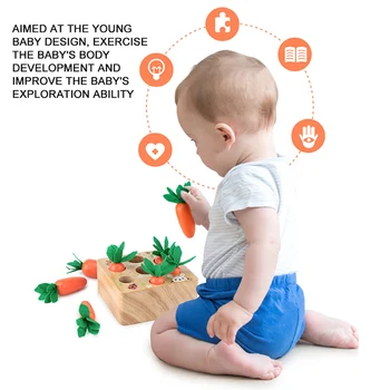 Jucarii din lemn Montessori Dimensiunea Forma de Sortare Puzzle Morcovi Recoltare de Dezvoltare Cadouri pentru copii Mici Copii