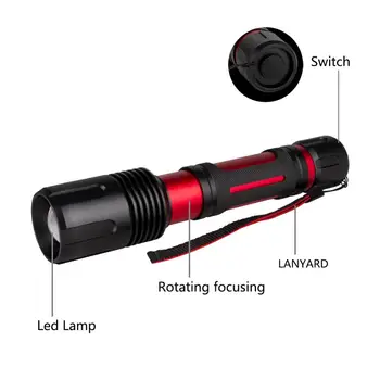 P50 LED-uri Lanterna Cu 5 Moduri de Lucru Torță Rotatary Zoom rezistent la apa Lanterna Camping Lumina T6 Flashlamp Putere de 2*18650 Baterie