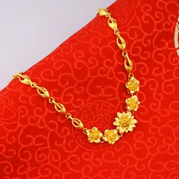 VAMOOSY 9 Stil de Cupru placare cu Aur de 24K Femei Bratara BOHO Râu de Aur Brățară de Flori Simple, Floare de Piersic Brățară Bijuterii