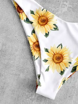 ZAFUL de Floarea-soarelui Imprimare Nod Bandeau Bikini Set 2019 Strapless Sârmă Gratuit Costum de baie Floral Costum de Baie Femei Costume de baie Drăguț de Vară