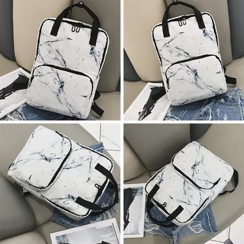 Noul design Marmură Imprimare fata Rucsac pentru Baieti casual bookbags Umăr Saci de Școală alb calculator sac negru de călătorie rucsac