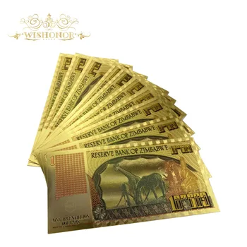 10buc/lot Zimbabwe Aur a Bancnotelor pentru Președintele Robert G. Mugabe Unul Bicentillion de Dolari în 24K Cu UV lignht Pentru cadouri