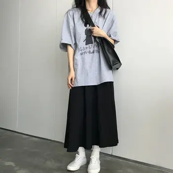 Tricouri Femei Vara Teuri Japonia Stil Retro din Bumbac Imprimat Liber Maneca Scurta Gri Bf Supradimensionat Casual Femei Elevii All-meci