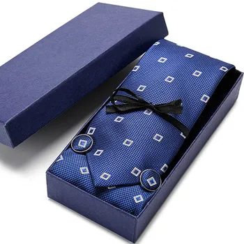 Albastru Polka Dot Silk Tie de 7,5 cm Oameni Cravată Set de Lux Albastru Gri Roz Roșu Florale Cravate pentru Bărbați Cravate de Nuntă Batiste Buton