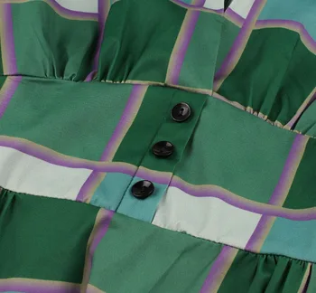Hepburn 40 de ani 1950 Rochie de Epocă Femei Carouri Verde Check Print Buzunare Pin Up Vestidos de Vară O-Linie de Partid Rochii Plus Dimensiune 4XL