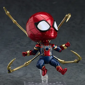 Anime Marvel Avengers Drăguț de Fier Omul Paianjen Spiderman Kawaii 10cm de Acțiune Figura Jucarii