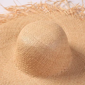 Naturale Mari Margine Largă Rafie Pălărie De Paie Pentru Femei Doamnelor Moale De Paie Umbra Palarie De Soare Manual De Vară Pe Plajă Pălăria În Aer Liber, Vacanță Capac