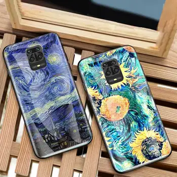 Picturi Van Gogh, Noapte Înstelată de Sticlă Telefon Caz Pentru Xiaomi Redmi Nota 9 Pro 9 9A 9C 9i 8T 8 8A 7 K20 K30 Acoperi Coque Sac de Coajă