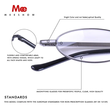 Meeshow slim ochelari Femei ochelari pisica cu alumiun caz de metal lovit prezbiopie ochelari +2.25+1.75 +3.5 R1004