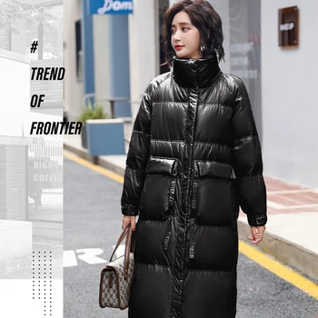 2021 Femei Jacheta De Toamna Iarna Buzunare Stand Collar Puffer Hanorace Casual Moda Coreeană Liber Supradimensionat Cald Haină Lungă C14