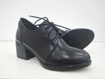 Piele femei pantofi de primăvară și de toamnă noile tocuri groase femei singure care lucrează pantofi cu tocuri ascuțite, shoeax