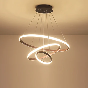 Inele cu LED-uri Moderne Candelabru Pentru Camera de zi Agățat lampa de Control de la Distanță Lampă Pentru Restaurant în stil Art Deco Luciu