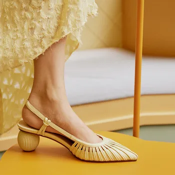 FEDONAS Dantela-Up Piele Doamnelor Sandale 2020 Primavara-Vara Ciudat Tocuri Pompe Petrecere de Nunta Elegant Pantofi de Moda Femeie