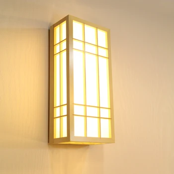 Modern Tatami Japonez Stil Dreptunghi de Lemn Brut de Perete LED Piața de Lumină Lampă pentru Culoar, Coridor Oglinda de la Baie Hol Decor