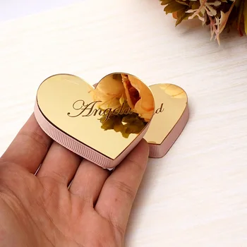 2piese 6cm Inimile Oglindă 1cm EVA Cu Panglică personalizate Personalizate Nume Data Cadou de Nunta Decor Acasă