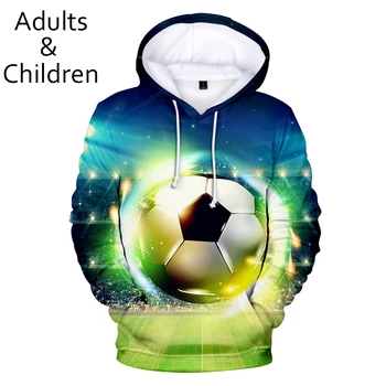 2021 3D imprimate Casual fotbal Hanorace Barbati Femei Jachete de Toamna pentru Copii Hanorac Potrivit pentru băieți și fete negru pulovere