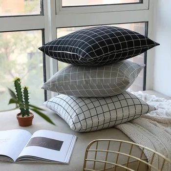 Nordic perna modern, simplu, negru, alb și gri geometrice zăbrele pernă acoperă camera de zi canapea pernă fără bază