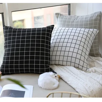 Nordic perna modern, simplu, negru, alb și gri geometrice zăbrele pernă acoperă camera de zi canapea pernă fără bază