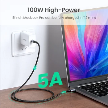 Ugreen USB Type C la USB C Cablu pentru Samsung Galaxy S9 PD 100W Rapid Încărcător Cablu pentru Macbook Suport de Încărcare Rapidă 4.0 USB Cablu
