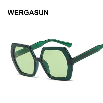 WERGASUN Supradimensionate poligon ochelari de Soare Femei Retro Mare Cadru Ochelari de Soare Doamnelor de Epocă Gradient de Lentile de ochelari de Soare UV400