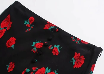 2019 Femei vintage flower print catarame o linie fusta faldas mujer doamnelor cu fermoar lateral casual slim fuste chic QUN359