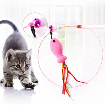 Sârmă de oțel cu Pene de Jucării pentru Pisici Interactive Pisoi Pene Clopot Pisica Jucarii Infierbantate Stick Bagheta Amuzant Consumabile pentru animale de Companie Produse pentru Kitty