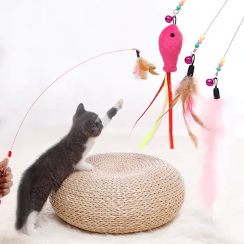 Sârmă de oțel cu Pene de Jucării pentru Pisici Interactive Pisoi Pene Clopot Pisica Jucarii Infierbantate Stick Bagheta Amuzant Consumabile pentru animale de Companie Produse pentru Kitty