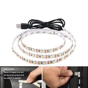 Estompat 5V USB Putere au CONDUS lumina Benzi alb Cald 2835 1M/2M/3M Dulap de Bucătărie Lampă cu Lumină LED, Diodă 60leds/M Bandă D4