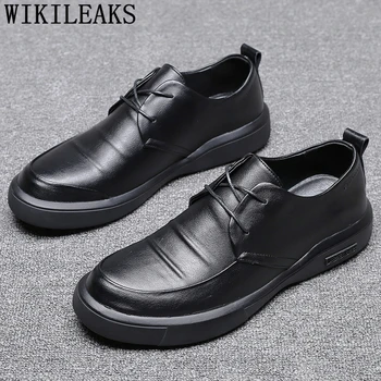 Pantofi Oxford Pentru Barbati Pantofi de Lux, Pantofi pentru Barbati din Piele de Negru de Moda Buty Meskie Chaussure Homme Cuir Zapatillas Hombre Casual