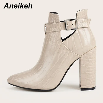 Aneikeh Femei GLEZNA Pantofi de Partid de Moda Concis Subliniat Toe Catarama de Metal elemente d Imprimare 2020 NOUĂ Primăvară/Toamnă Chelsea Cizme