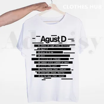 Agust D Fanart Arta Print AgustD 90 Grafic Kpop Stil Bărbați Tricou O-gât Casual de Vara tricou Barbat Femeie Teuri Topuri