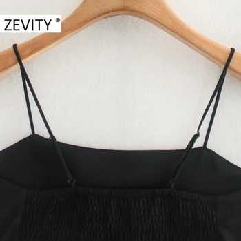 Zevity Noi femeile epocă personaj de desene animate paiete broderie sling bluza feminin reglabile curea chic, camasi topuri negre LS7142