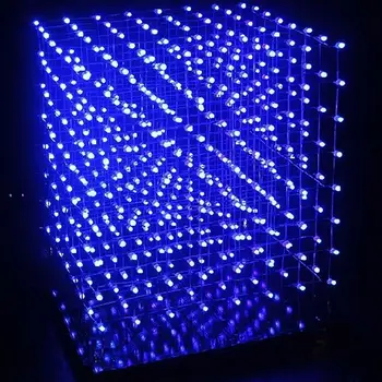 3D Pătrat 8x8x8 LED Lumina Albastra Cub MP3 Muzica Spectru PCB Bord DIY Kit Built-in MP3 Muzica Funcție