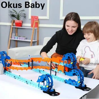 2020 Copiilor Urmări Electric, Mașină de Oraș de Jucărie DIY Auto Lift Autostrada Model de Masina de Mașini de Jucărie pentru Copii Cadou de Ziua Model