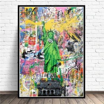 Rezumat Statuia Libertății Wall Street Art Canvas Postere Si Printuri Graffiti Pop Art Canvas Imagini pentru Decor Acasă