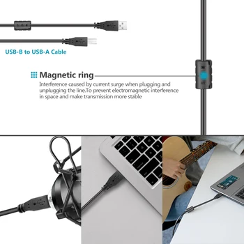 Neewer USB Microfon,192KHZ/24Bit un Condensator supercardioid pentru YouTube Vlogging,Joc de Streaming,Internet,Apeluri Skype