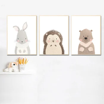 Animale drăguț Urs Oi Copil Poster Copil Pepinieră de Perete de Arta de Imprimare Panza de Pictura Nordică Decor de Perete Tablou pentru Dormitor Copii