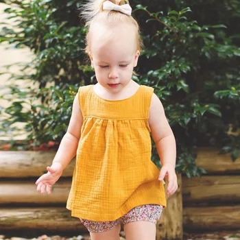 Copilul copilul Bluza fără Mâneci Fată Casual Topuri de Vara Unisex Drăguț bumbac Fete Haine 2019 5 culoare Solidă haine copii