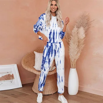 2020 Europene și Americane de Culoare Femei Pijama cu Maneca Lunga cu Gluga Pantaloni Femei Tricotate Set Supradimensionate Liber Casual Pijamale NOI