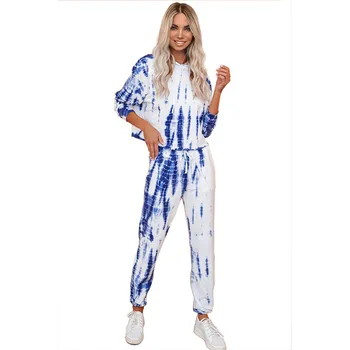 2020 Europene și Americane de Culoare Femei Pijama cu Maneca Lunga cu Gluga Pantaloni Femei Tricotate Set Supradimensionate Liber Casual Pijamale NOI