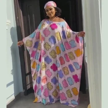 Dashiki Imprimare Pantă Umăr Halat Boubou Africaine Femme Vestidos 2020 Liber Dubai Femei Musulmane de Rugăciune rochie lunga meci eșarfă