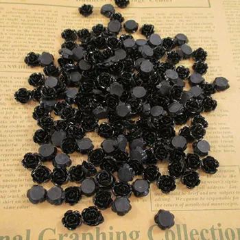 10mm negru Modele de Rășină Floare Cabochons Bijuterii DIY Dotari 200PCS/LOT 004004017