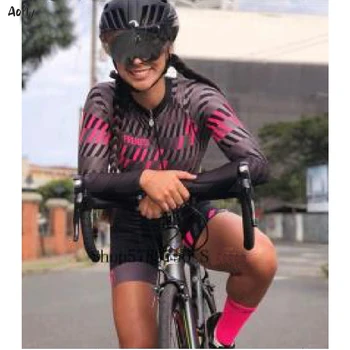 Ciclism Feminin Xama Pro Femei Îmbrăcăminte De Triatlon Ciclu Salopeta Skinsuit Macao Ciclism Cu Maneca Lunga Set De Haine Pentru Bicicliști