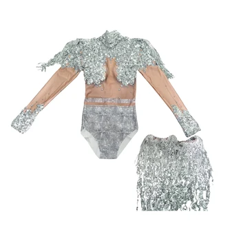 Lux Mare de Cristal, Paiete Lanț Femei Stretch Strâns Costume Slab Argint Stras Salopete pentru Femei Dansatoare Salopetă