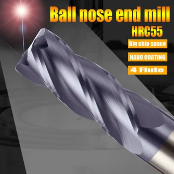 TUGE Cutter HRC55 4 Flaut Oțel de Tungsten Carbide Milling Cutter Aliaj Dur Unelte de Frezat End Mill Pentru Metal Milling Cutter