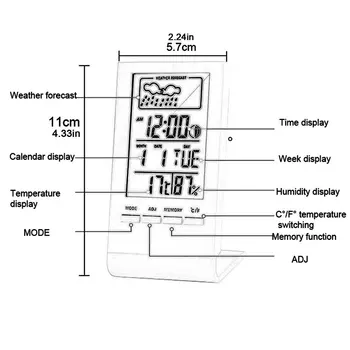 Termometru Higrometru Indicatoare De Interior/Exterior Stație Meteo Automată Electronic De Temperatură Și Umiditate Monitor Ceas