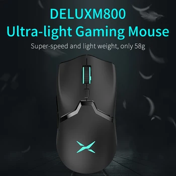 Delux M800DB Ușor mouse-ul fără Fir PAW3335 Senzor Optic 16000DPI 70g RGB Reîncărcabile Complet Programabile Pentru PC Gamer