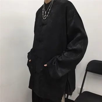 Femeile Omul Bluza Dragon Print Harajuku Streetwear Stil Chinezesc Stand Guler Catarama Vintage Negru, Cămașă Albă Blusas
