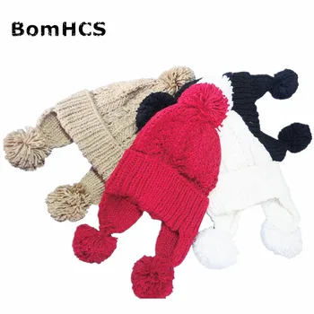 BomHCS Handmade Tricotate Cald Beanie Earcuff Pălării De Cap Frizură