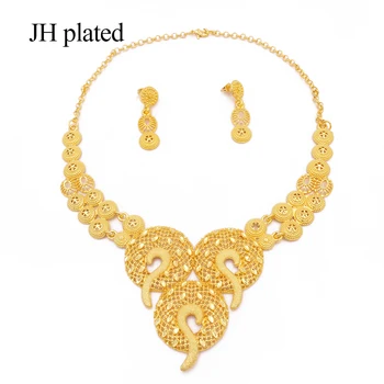 Set bijuterii cadouri soției dubai, Africa de mireasa Nunta Ornament seturi de bijuterii pentru femei cu aur de 24K culoare colier cercei set